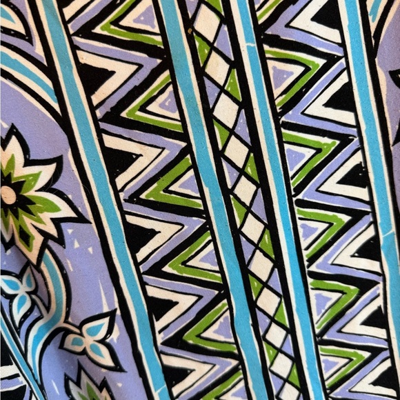 Bob Mackie Blue Black Graphic 3/4 Sleeve Blouse #Art to Wear #Statement Sleeves - Picture 3 of 6